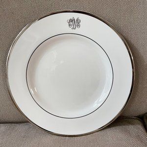 Pickard Signature White Dinner Plate Platinum with Trims 10.5”